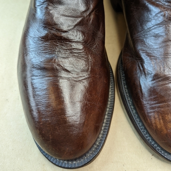 Justin Boots men's size 10.5EE brown leather J4165 great condition. Repair to le - Picture 6 of 10
